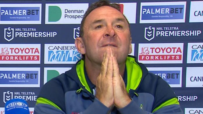 ‘F*** me dead’: Raiders coach Ricky Stuart explodes at journo’s question
