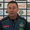 Coach Ricky Stuart talks to the media ahead of Sunday afternoon's match against...
