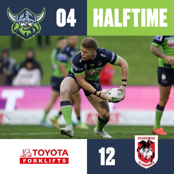 We trail by eight at the break in tough conditions  #WeAreRaiders ...