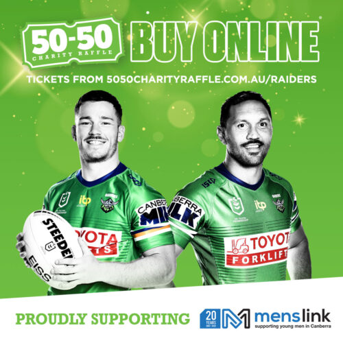 This week's 50-50 Charity Raffle is supporting @Menslink  Buy your tickets at  #WeAreRaiders ...