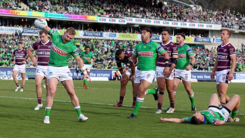 Canberra Raiders in the NRL top eight with Manly Sea Eagles thrashing