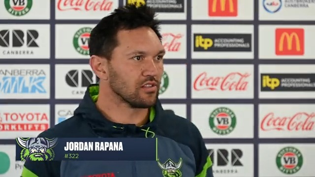 Jordan Rapana talks to the media about Sunday’s match against the Dragons.  #WeAreRaiders …