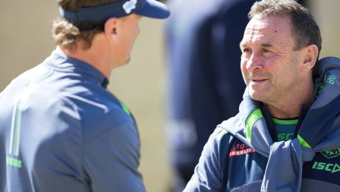 NRL: Canberra Raiders coach Ricky Stuart chokes up over 'strange' home game finale against Manly Sea Eagles