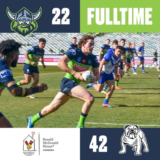 The Raiders Jersey Flegg side have gone down 42-22 to the Bulldogs in a high-scoring...