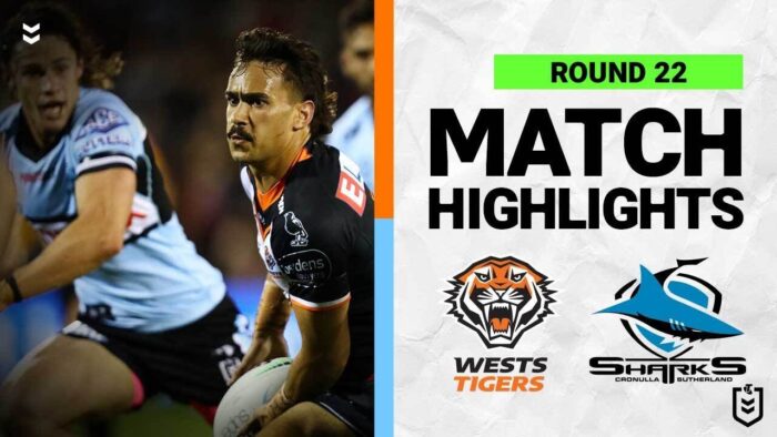 Video: Wests Tigers v  Cronulla Sharks | Match Highlights | Round 22, 2022 | NRL