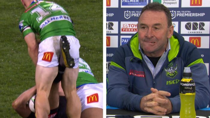 ‘Weak gutted dog’: Ricky Stuart’s stunning spray aimed at Panthers star Jaeman Salmon over low blow