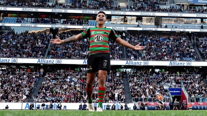 ‘Bashed down 10 times, got up 11’: Latrell’s ‘emotional’ interview as Souths fans erupt