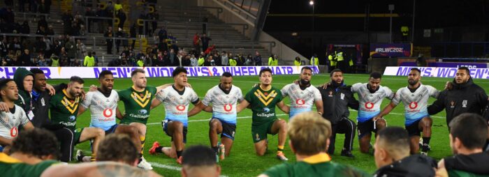 Kangaroos kick off World Cup defence with big win over Bati