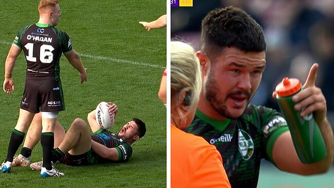 Ireland second rower James Bentley took a hit up and then stopped the game against Lebanon on Monday AEST to table a serious accusation.