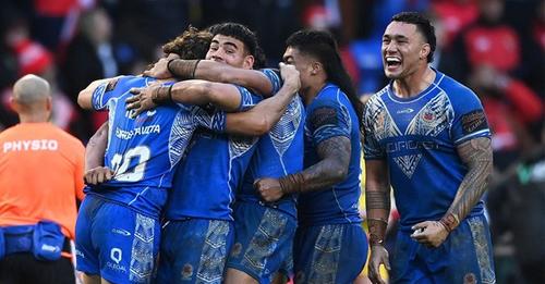 Josh Papalii and Samoa have defeated Tonga to secure a place in the World Cup Semi-Finals....