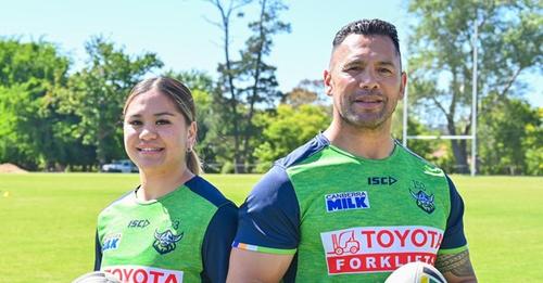 Ruben Wiki and his daughter Mackenzie toured the Toyota Forklifts Raiders facility this week as the...