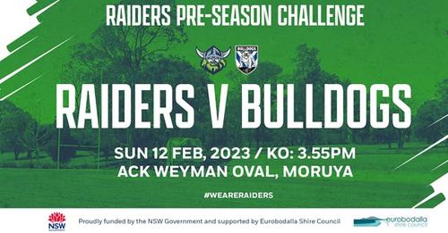 The Toyota Forklifts Raiders will take their first pre-season challenge match to Moruya, with...