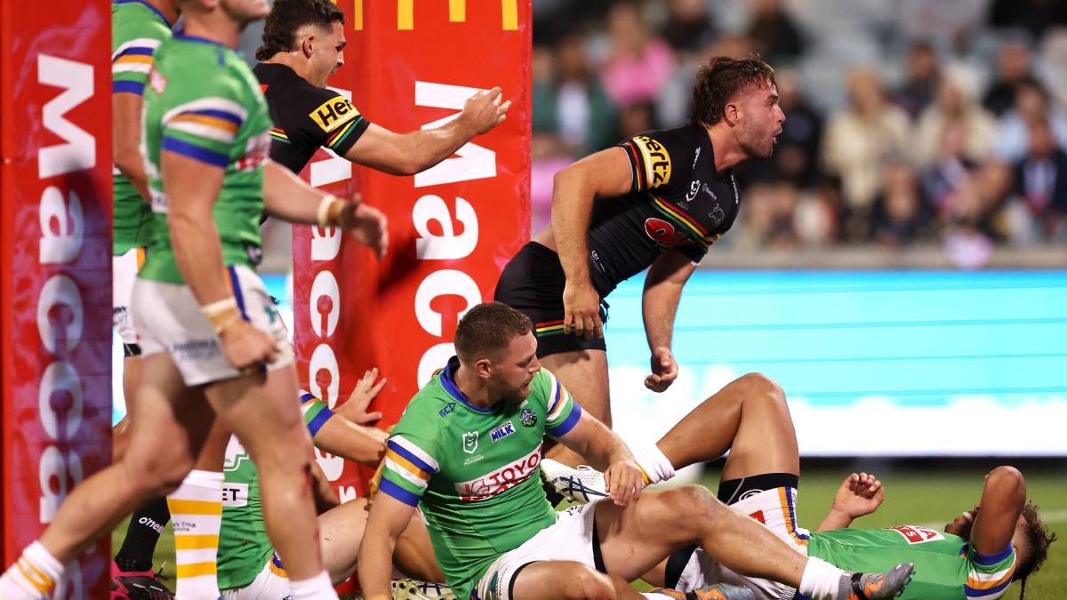 Jaemon Salmon celebrates his try. Picture Getty Images