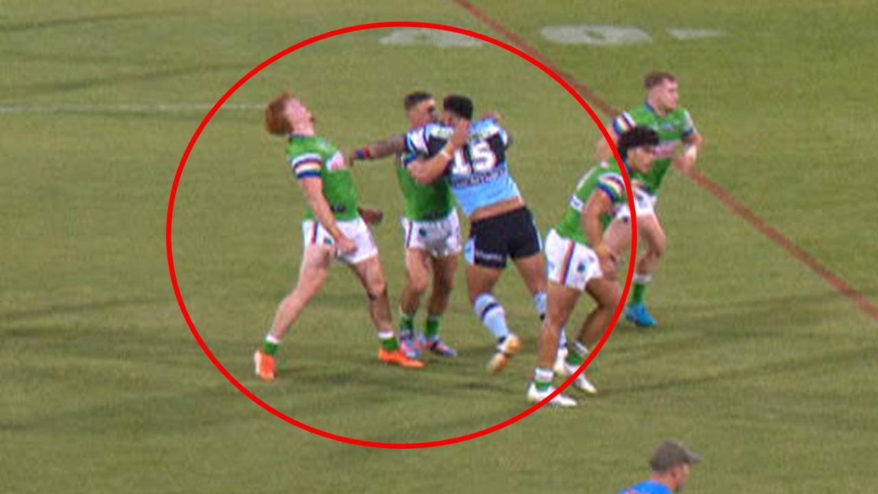 ‘Called him a few mean words’: Raiders enforcer’s hilarious response after Sharks sin bin