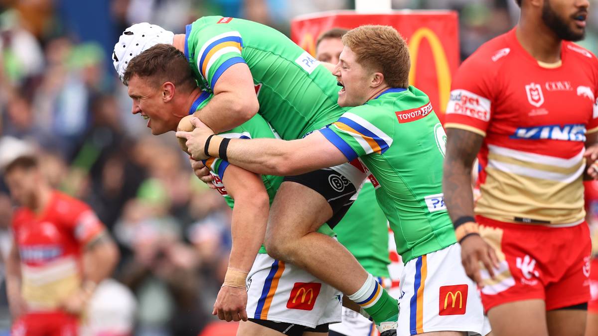 Raiders star Jack Wighton put all the contract controversy behind him to score a try in the Canberra's win. Picture Getty Images