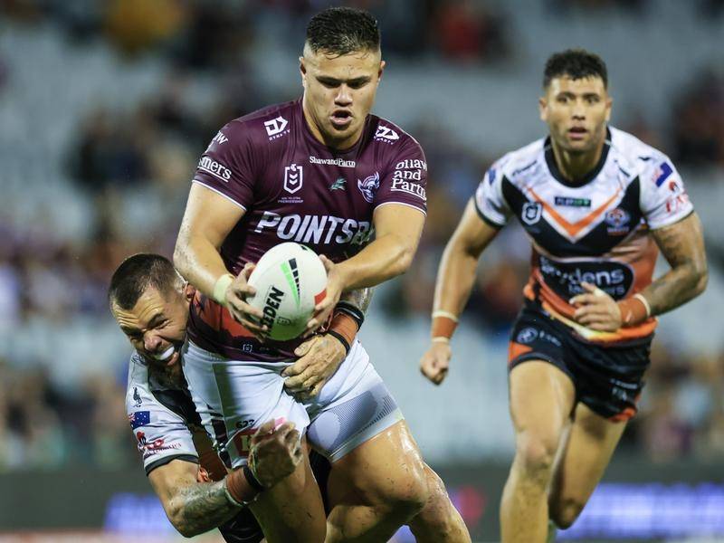 Josh Schuster has rejected suggestions he will leave the Manly Sea Eagles and head to Wests Tigers. (Mark Evans/AAP PHOTOS)