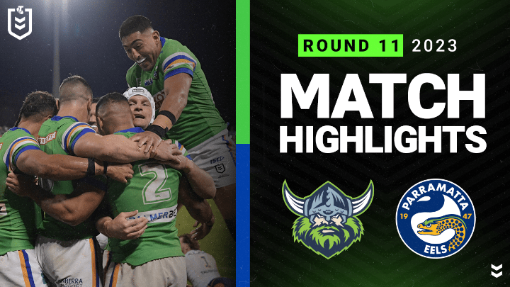 VIDEO | NRL: Match Highlights  -  The Raiders have ground out a hard-fought 26-18 win over the Eels o...