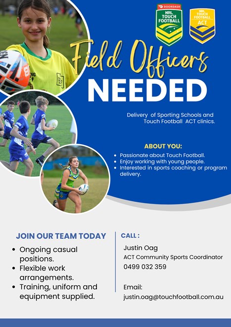 Wanted: Touch Football ACT Field Officers