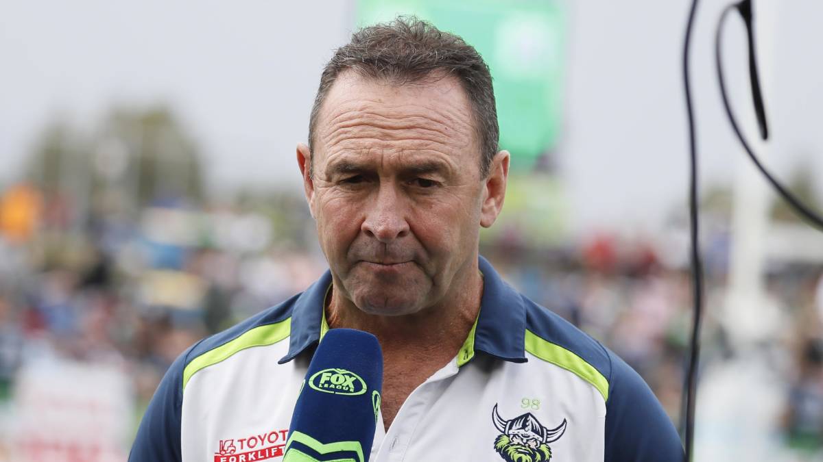 Raiders coach Ricky Stuart will seek clarification from the NRL for a bunker's decision to allow a strip on Elliott Whitehead. Picture by Les Smith