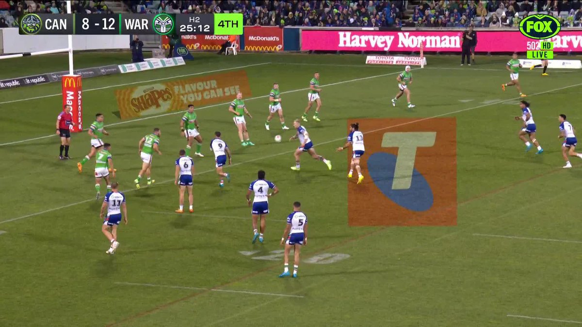 Ale FLYING through and the Warriors put a break on the scoreboard!  Watch #NRLRaidersWarr...