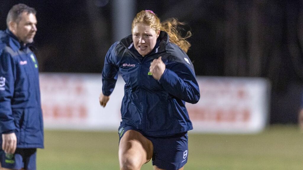 Raiders prop Grace Kemp was looking forward to running at Roosters enforcer Millie Boyle. Picture by Gary Ramage