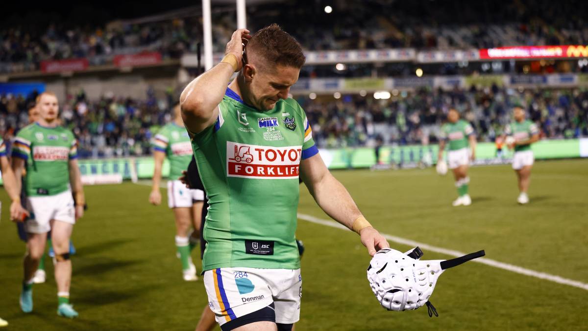 Raiders legend Jarrod Croker disappointed after losing his 300th game against the Warriors last month. Picture by Keegan Carroll