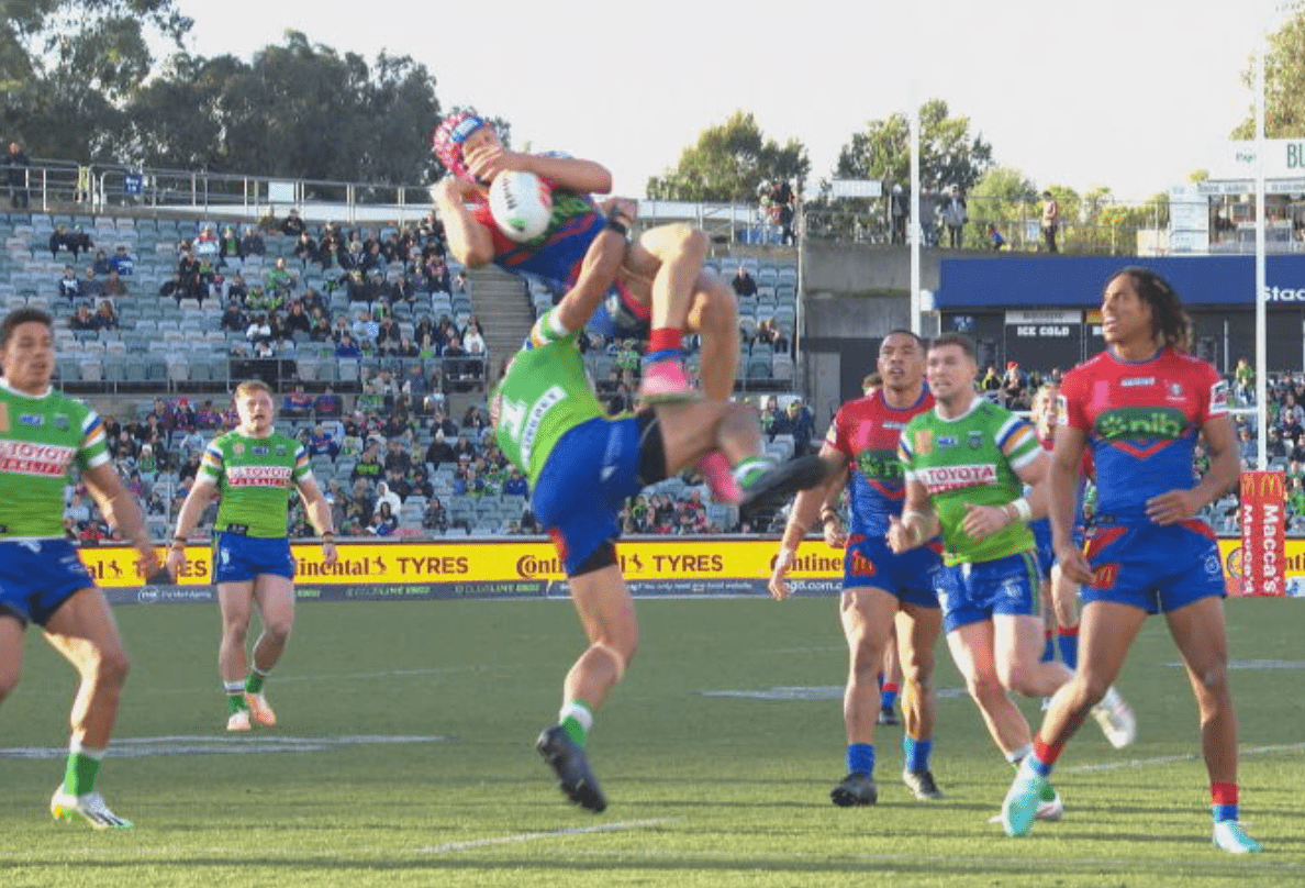 Raiders fullback Sebastian Kris put on report for 'clumsy play' on Kalyn Ponga