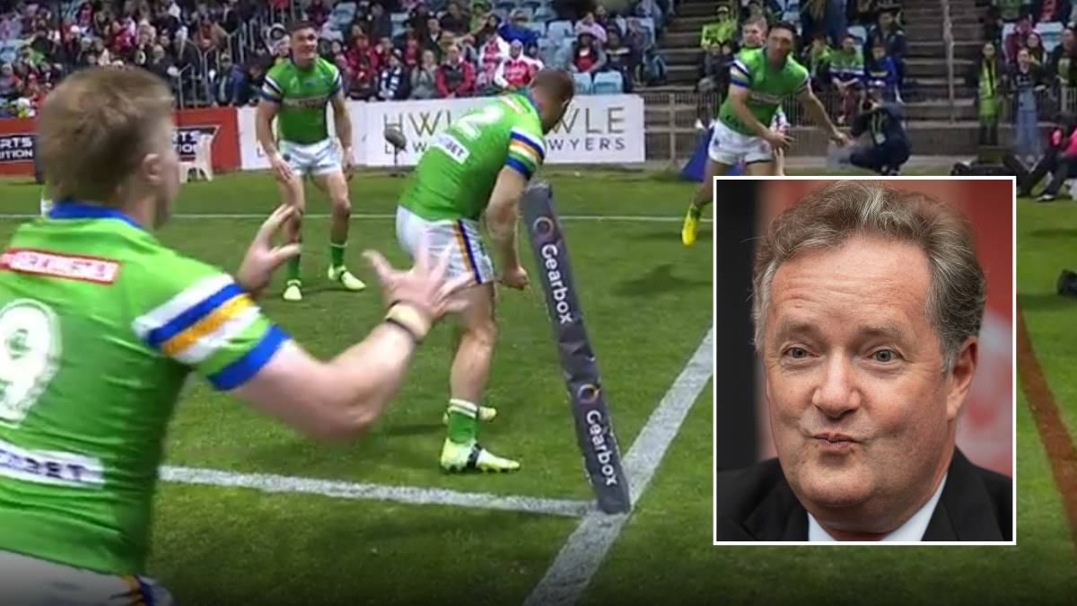 The Raiders' try celebration angered UK broadcaster Piers Morgan. Pictures Fox Sports, Getty Images