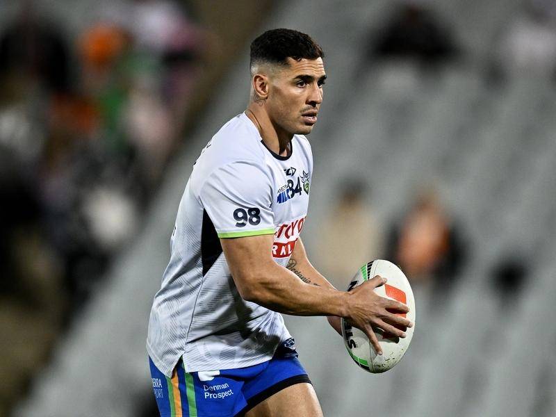 Jamal Fogarty says the Raiders need to lift despite having earnt a spot in the NRL's top four. (Dan Himbrechts/AAP PHOTOS)