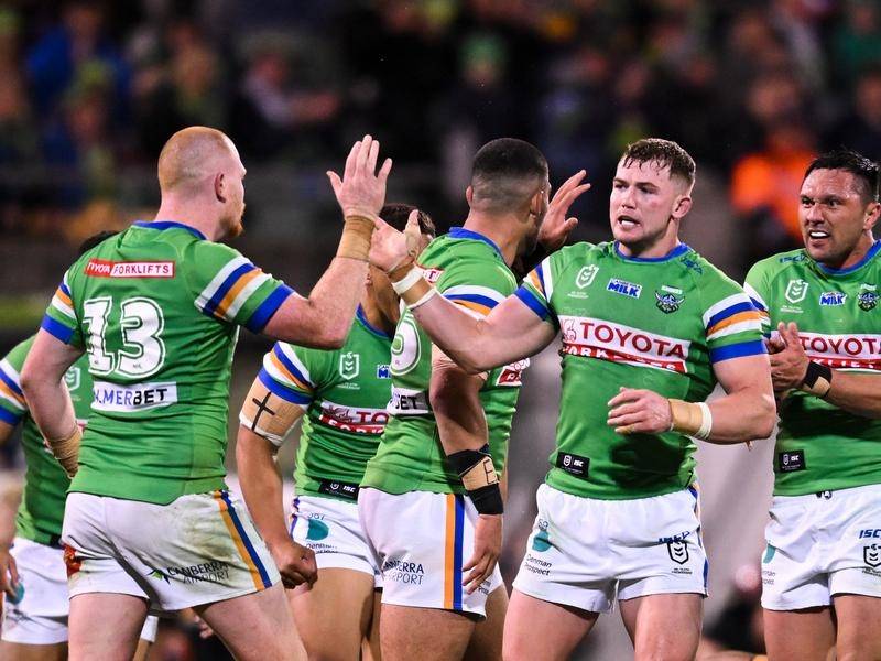 Canberra will be trying to extend a AAMI Park winning sequence against Melbourne in their NRL clash. (Lukas Coch/AAP PHOTOS)