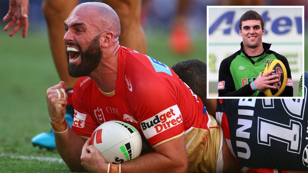 Former Raider Mark Nicholls has found a new home in Redcliffe. Pictures by Getty Images and Karleen Minney