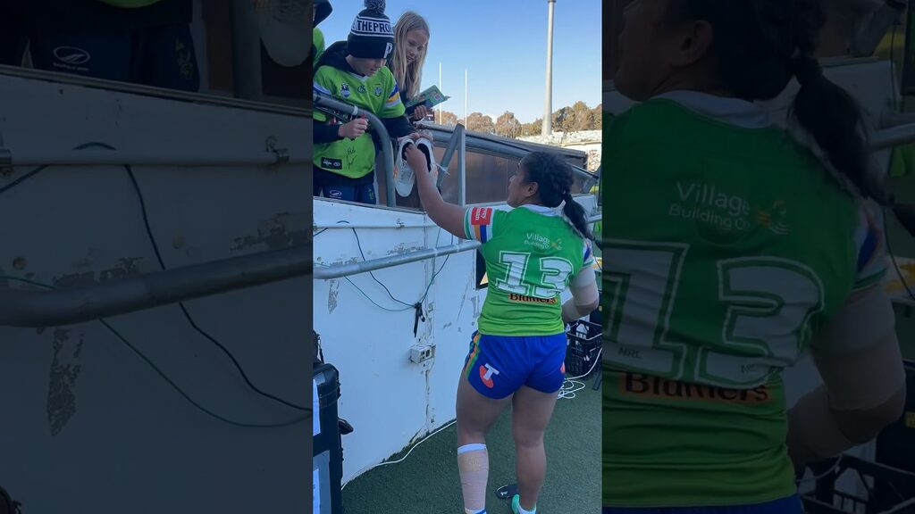 Simaima gives away her boots 💚 #NRLW #WeAreRaiders