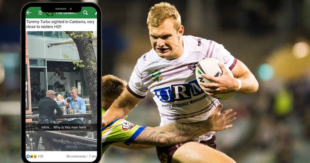 Canberra Raiders fans' hearts race as Tom Trbojevic is spotted.