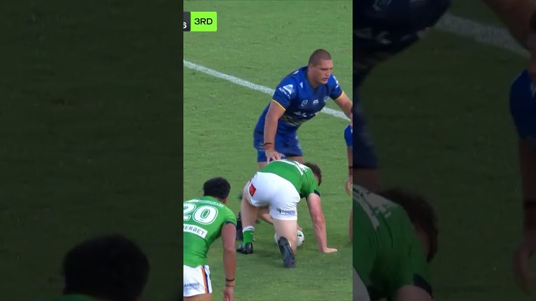 VIDEO | Peter Hola nearly took out the ref on his way to score! #WeAreRaiders #NRL
