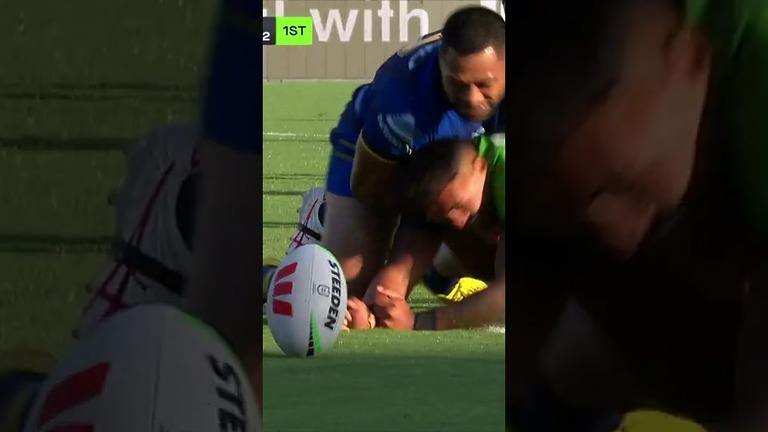 VIDEO | Peter Taateo scores his first try in green! #WeAreRaiders #NRL