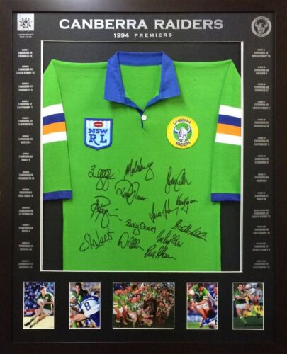 Blazed In Glory - 1994 Canberra Raiders Premiers - NRL Signed & Framed Jersey