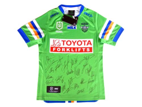 Signed 2024 Canberra Raiders NRL Rugby League Home Jersey - COA - 25 Autographs