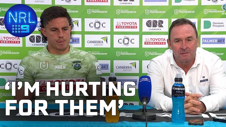 VIDEO: Ricky Stuart saddened for young stars after 'embarrassing' loss to Sharks: NRL Presser | NRL on Nine