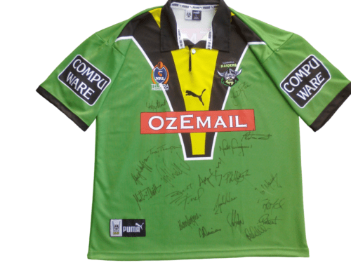 SIGNED 2002 Canberra Raiders NRL rugby league jersey L