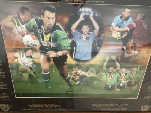 Rugby league Canberra Raiders Laurie Daley. Signed & Framed