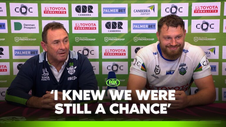 VIDEO: After a comeback win you'd think Ricky would crack a smile?! | Raiders Press Conference | Fox League