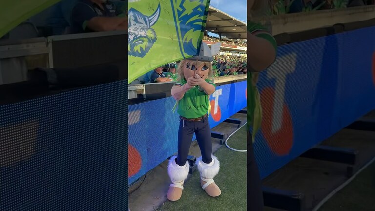 VIDEO: Madison Bartlett has always wanted to be a mascot for a day, on Sunday she got to be Velda 💚 #NRLW