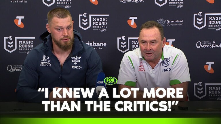 VIDEO: Ricky praises Canberra culture after win despite sin bins! | Raiders Press Conference | Fox League