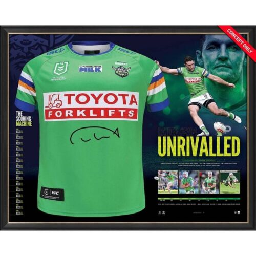 JARROD CROKER CANBERRA RAIDERS SIGNED FRAMED LIMITED EDITION RETIREMENT JERSEY