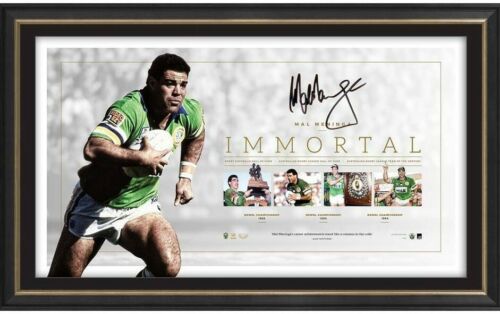 MAL MENINGA CANBERRA RAIDERS SIGNED FRAMED LIMITED EDITION IMMORTAL NRL PRINT