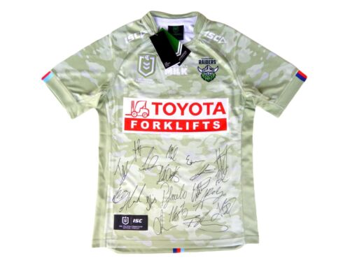 Signed 2024 Canberra Raiders NRL Rugby League Anzac Football Jersey - Proof COA