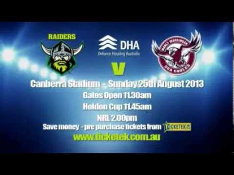 VIDEO: Raiders v Sea Eagles, Sunday August 25, 2.00pm, Canberra Stadium