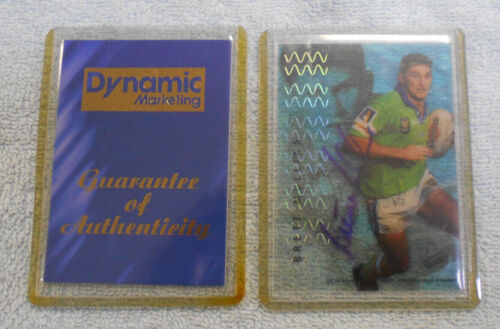 #D214. 1996 RUGBY LEAGUE ACETATE SIGNATURE CARD, BRETT MULLINS, CANBERRA RAIDERS