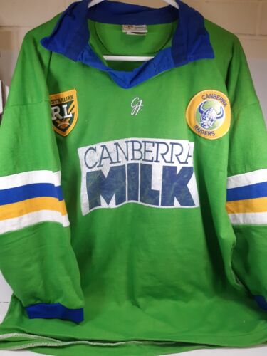 Canberra Raiders ARL Jersey XL c.1995 #13 Bradley Clyde Milk sponsr Good Fellows