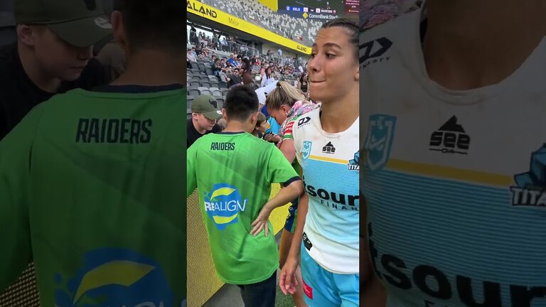 VIDEO: Apii gives her boots away after Sunday's game #WeAreRaiders #NRLW #Raiders